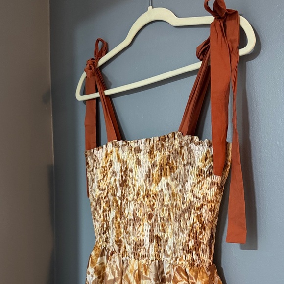 Jacqui E Floral Tiered Sundress with Rust Tie Straps - Picture 2 of 5